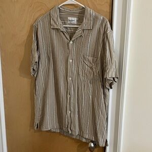 Cubavera Beige Striped Casual Shirt
